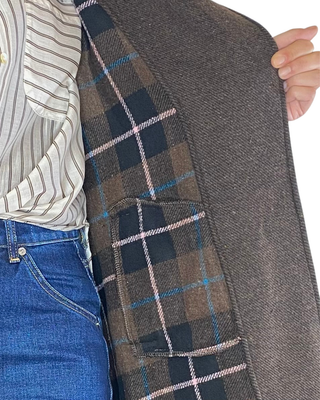 Susy Mix - Cappotto spinato a vestaglia - MORO