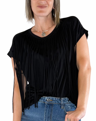 Habiti - T-shirt Frangia - NERO