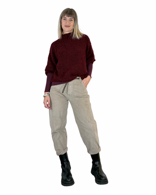 Habiti - Pantalone barrel velluto - FANGO