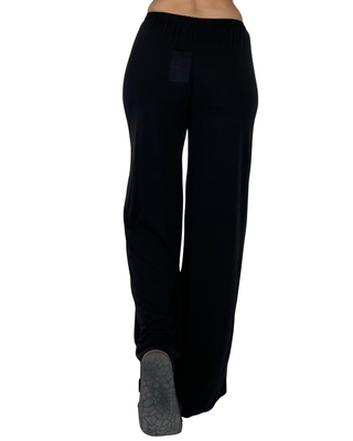 Habiti - Pantalone palazzo in maglia di viscosa - NERO
