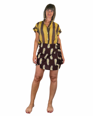 Habiti - Camicia righe in tencel - SENAPE