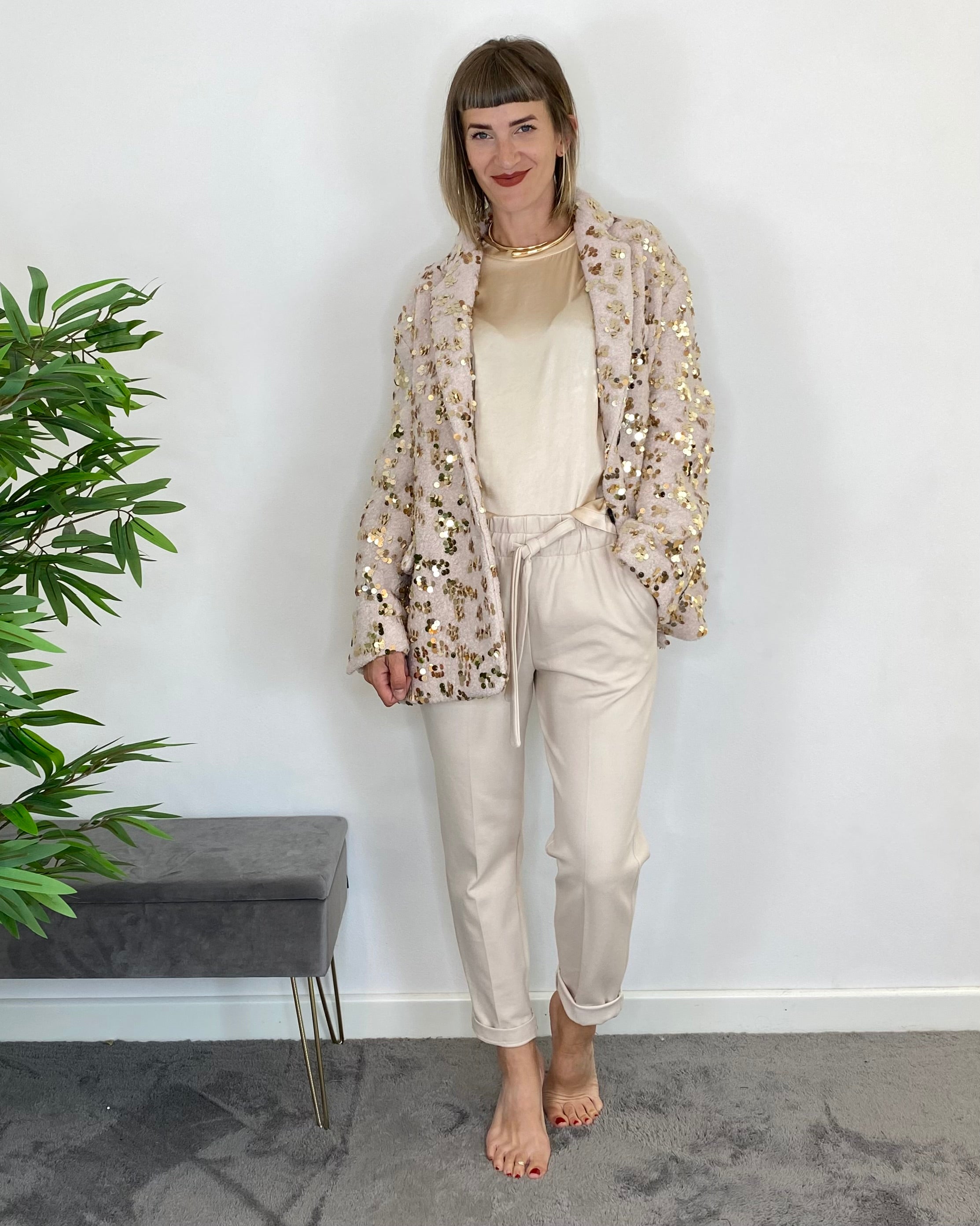 Blazer over bouclè con paillettes - CIPRIA