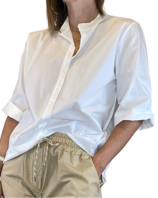 Habiti - Camicia coreana popeline - BIANCO