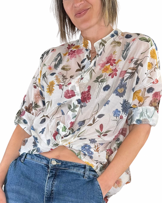 Habiti - Camicia fantasia in tencel - BLU