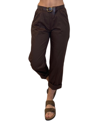 Habiti - Pantalone baggy popeline - CIOCCOLATO