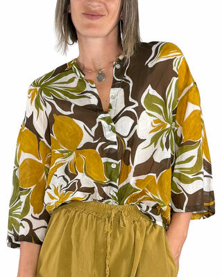 CADì - Camicia Margarita misto seta - VERDE OLIVA