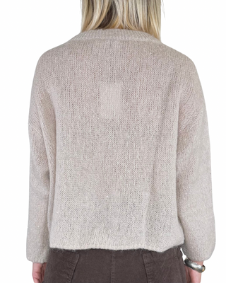 Habiti - Maglia misto alpaca micro paillettes - BURRO