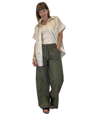 Habiti - Pantalone palazzo popeline - VERDE MILITARE