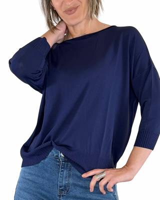 Habiti - Pull boxy en viscose - BLU