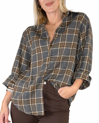 habiti - camicia quadri flanella - antracite