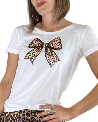 Susy Mix - T-shirt fiocco animalier - BIANCO