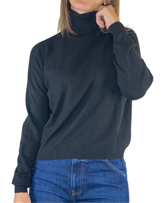 Vicolo - Maglia collo alto scatola - NERO