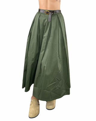 Habiti - Gonna lunga con tasche ed elastico - VERDE MILITARE