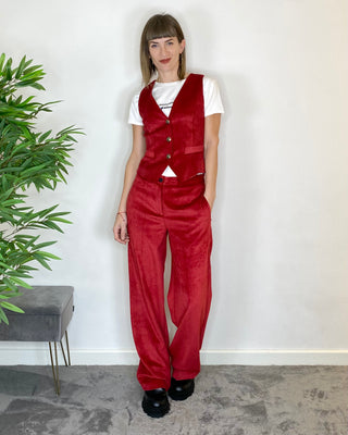 alley - schmale Samtweste ts2088 - Schwarzkirsche