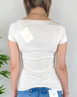 Susy Mix - T-shirt slim barchetta - BURRO