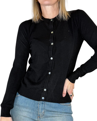 Haveone - Cardigan basic girocollo - NERO