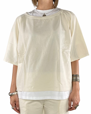susy mix - felpa m/manica con pantalone baloon - burro