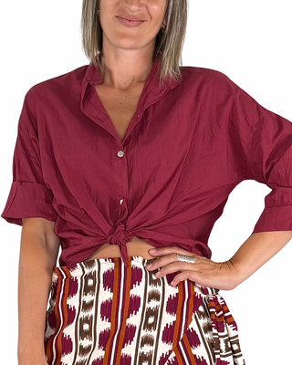 Habiti - Camicia in mussola di cotone - ROSSO INDIA