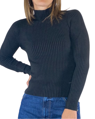 Susy Mix - Lupetto slim costine - NERO