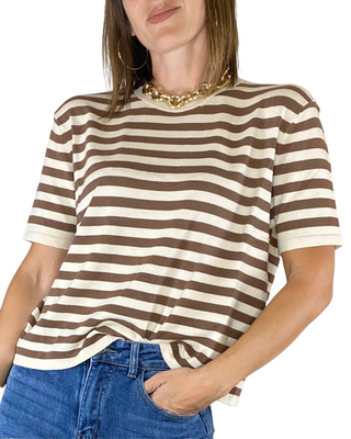 Habiti - Maglia righe m/manica - MOKA