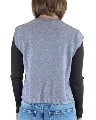 Vicolo - Gilet in maglia scollo V con spacchi - GRIGIO