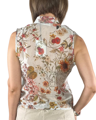 Habiti - Camicia smanicata in fantasia - GHIACCIO