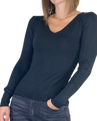 Susy Mix - Maglia slim scollo V - NERO