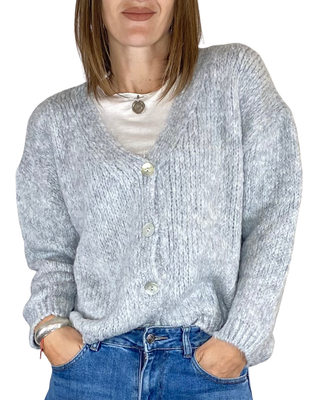 Habiti - Cardigan a scatola - GRIGIO