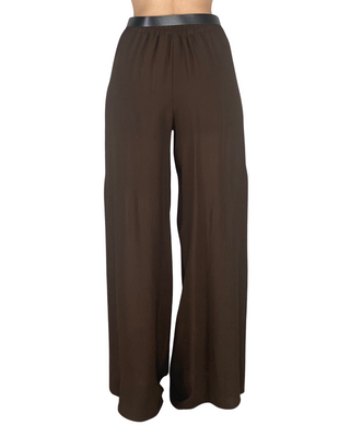 Vicolo - Pantalone palazzo crepe viscosa - MORO