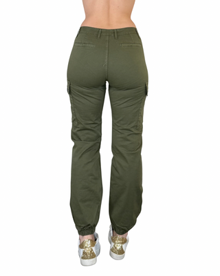 Habiti pantalone cargo cotone verde militare - vista posteriore