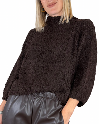 Habiti - Maglia bouclè manica 3/4 - MORO