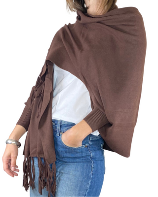 Susy Mix - Mantella con frange - MORO