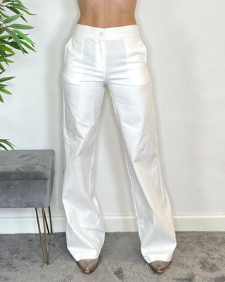 Susy Mix - Pantalone palazzo elastico vita - PANNA