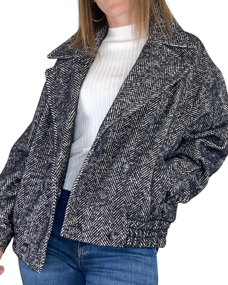 vicolo - bomber doppiopetto spinato - nero