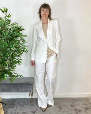 Susy Mix - Pantalone palazzo elastico vita - PANNA