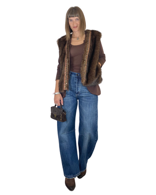 Motel - Gilet ecopellicia con passamaneria - MORO