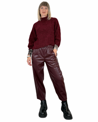 Habiti - Pantalone Japan ecopelle - BORDEAUX