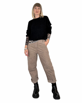 Habiti - Pantalone ovetto velluto - FANGO