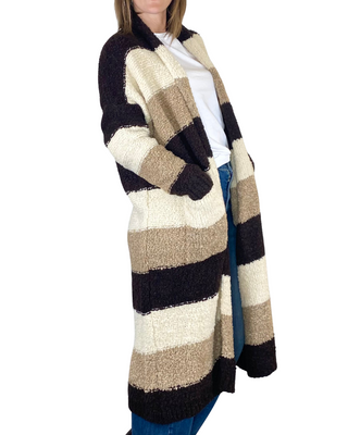 Susy Mix - Cardigan lungo rigato - MORO