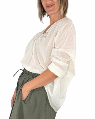 Habiti - Blusa scollo V - PANNA