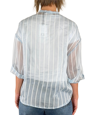 Habiti - India-Hemd mit Stäbchenmuster - HELLBLAU