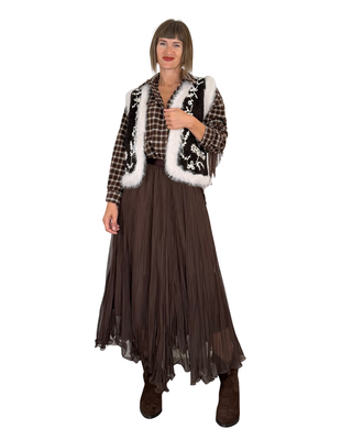 Habiti - Gilet in maglia con ecopelliccia - MORO