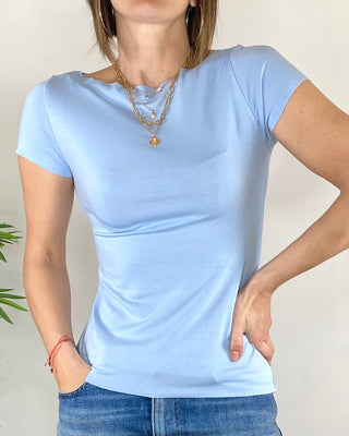 Susy Mix - T-shirt slim barchetta - CELESTE