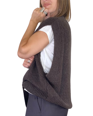 vicolo - gilet ampio punto inglese - moro