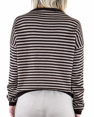 Habiti - Maglia righe collo rotolino - FANGO