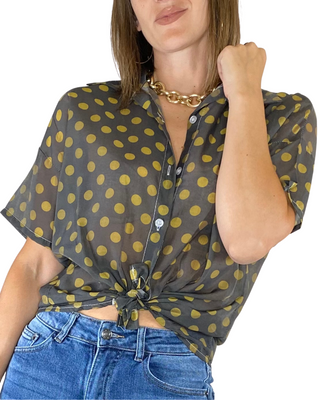 Habiti - Camicia a pois tencel - PIOMBO