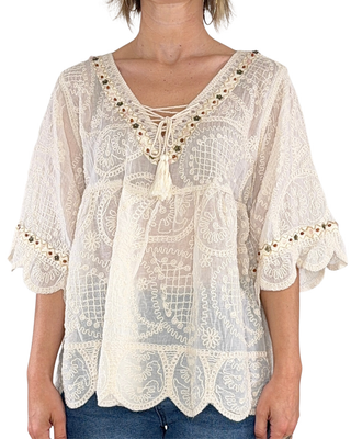 CADì - Blouse bohème - ÉCRU