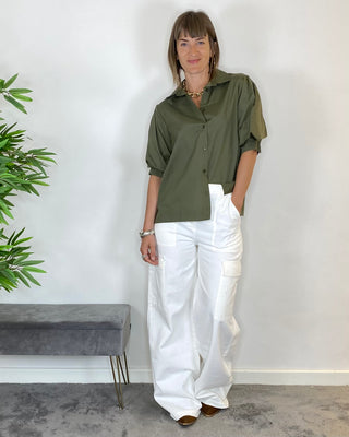 vicolo - camicia scatola m/manica sbuffo - verde militare