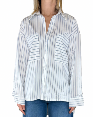 Habiti camicia righe corta davanti bianca - vista frontale