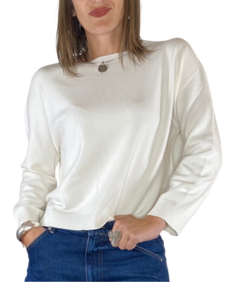 Vicolo - Maglia scatola spacchetti - PANNA